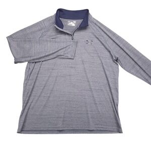 Under Armour Shirt Mens Large Blue HeatGear Quarter Zip Pullover Long Sleeve